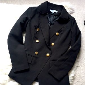 Aritzia Encore Blazer Lookalike - Black Blazer with Gold Buttons
